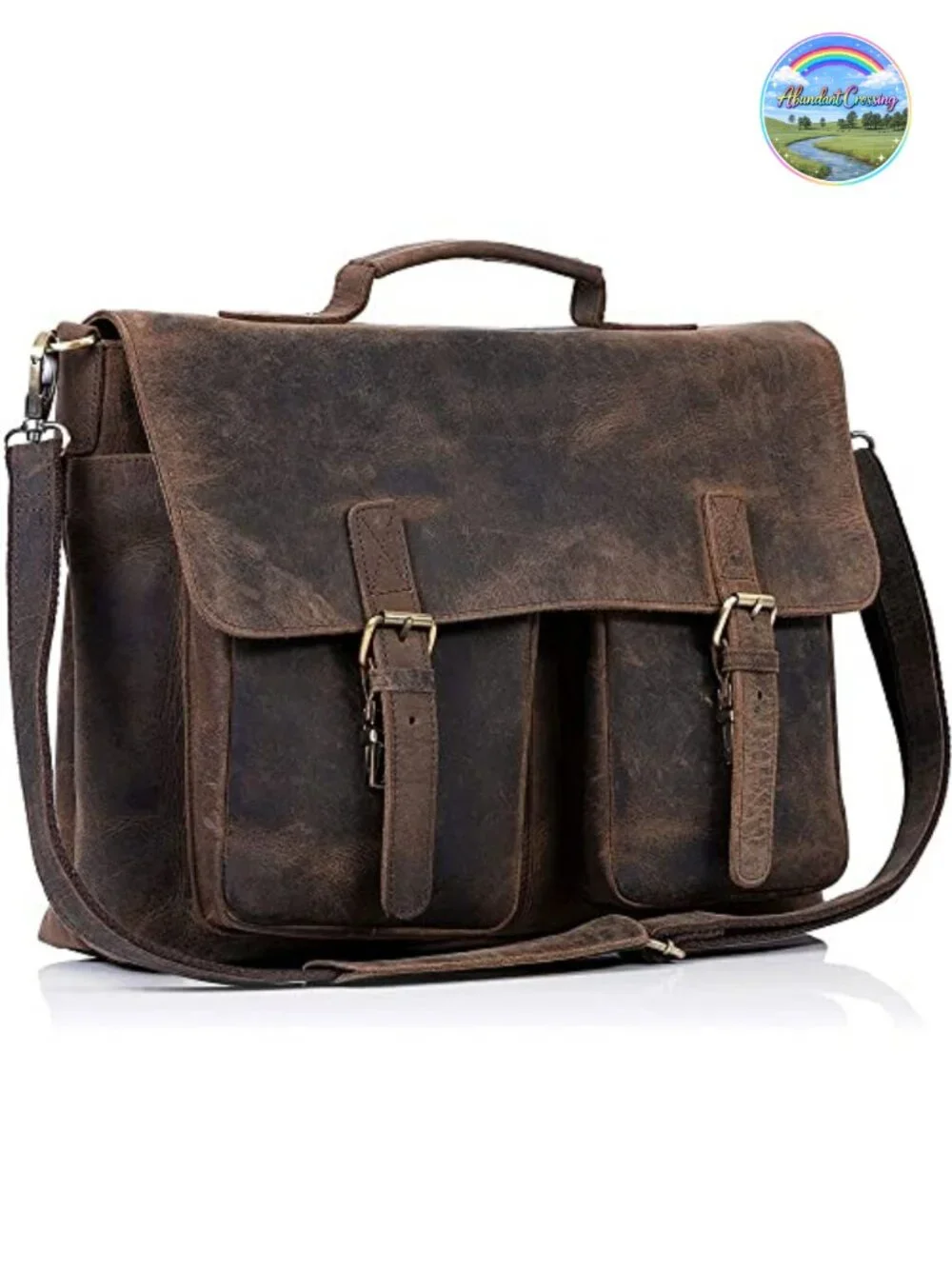 16 Inch Leather Briefcase Laptop Messenger Bag for Office